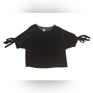 Simply Styled Tie Sleeve Velvet  Shirt